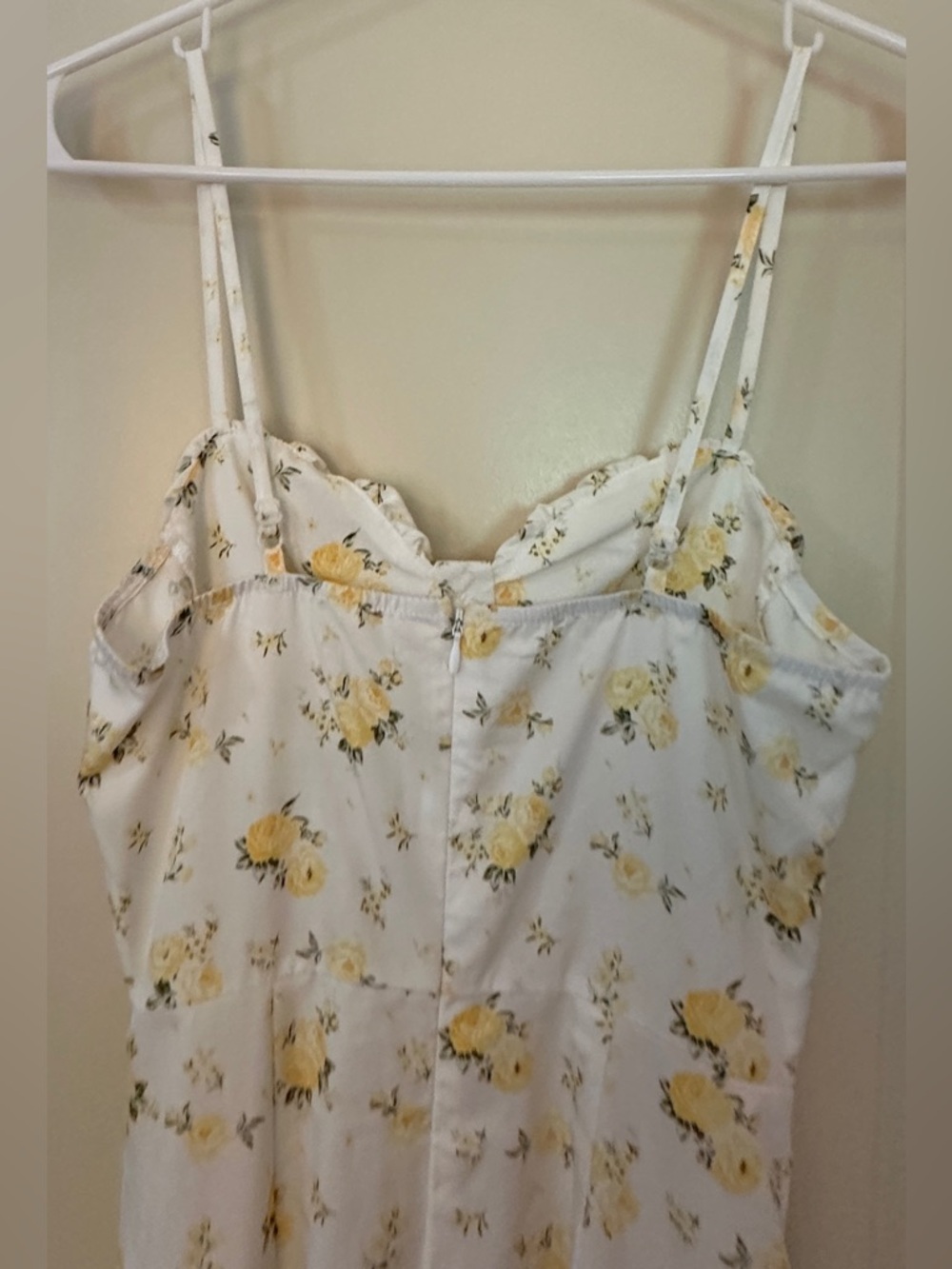 Shein White Yellow Spaghetti Strap Slit Midi Dress - Picture 8 of 10